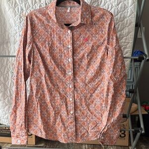 Cinch women’s Orange Patterned Button Down Shirt